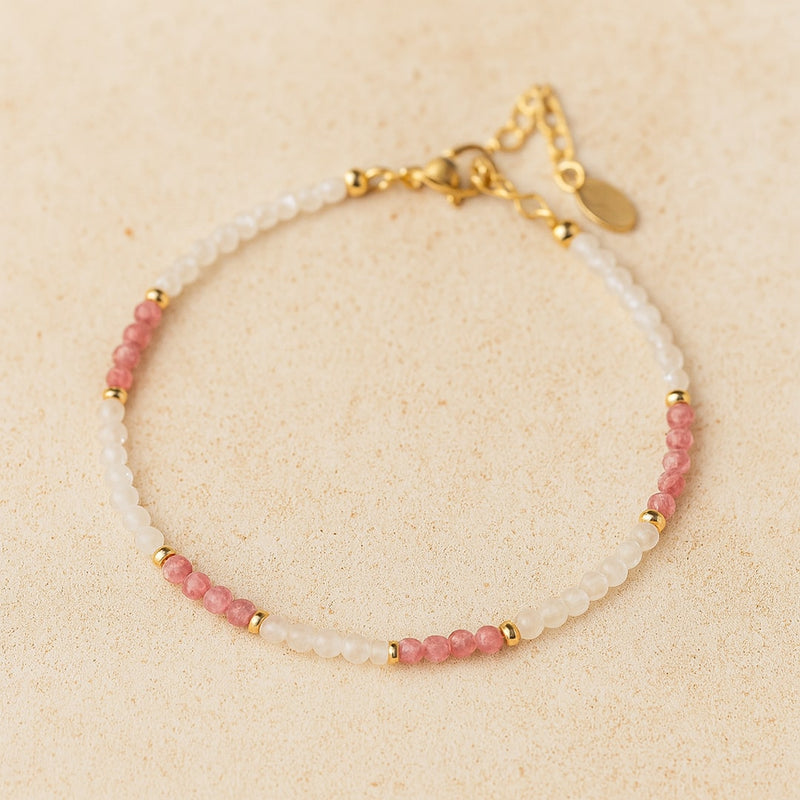 Bracelet Fin "Lueur Subtile" en Tourmaline Rose & Pierres Naturelles