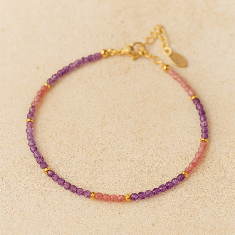 Bracelet Fin "Lueur Subtile" en Tourmaline Rose & Pierres Naturelles - - L'Arbre des Chakras