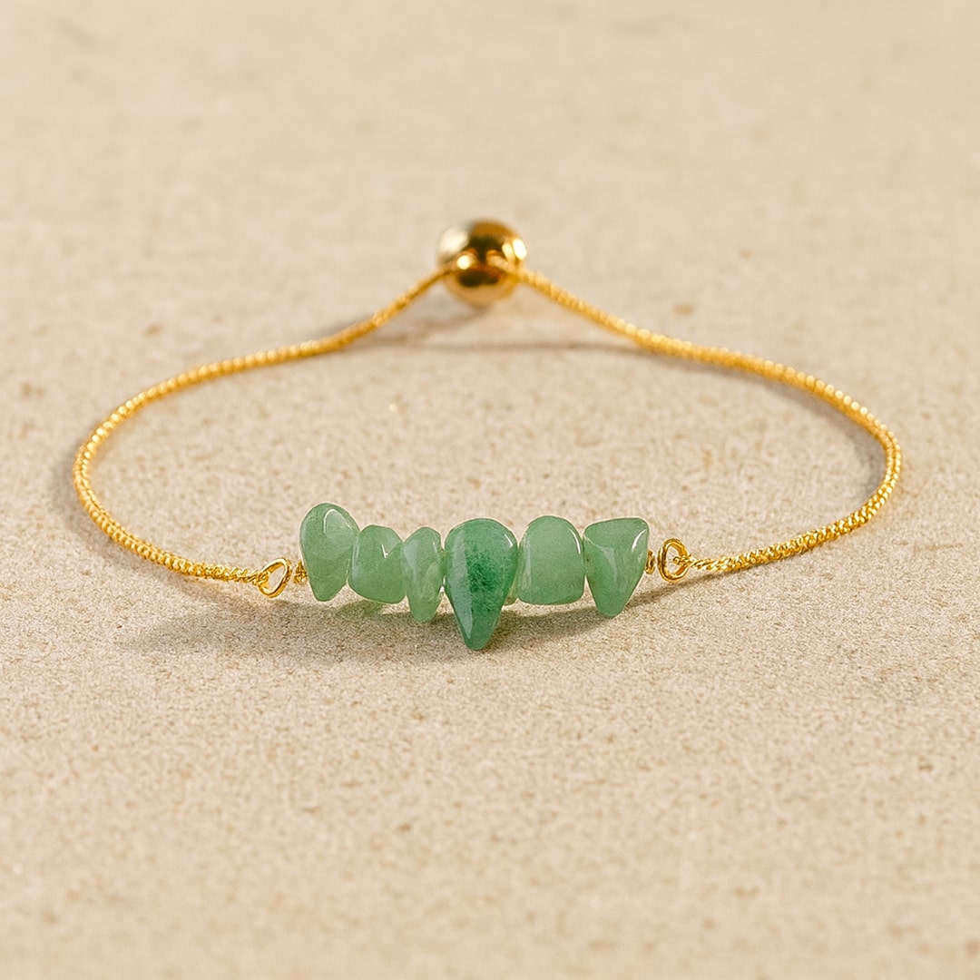 Bracelet Fin en Pierres Irrégulières Naturelles - Aventurine Verte - L'Arbre des Chakras