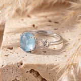 Bague Ajustable "Cristal de Mer" en Aigue-Marine - - L'Arbre des Chakras