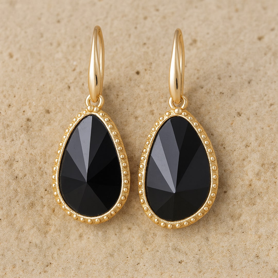 Boucles d'oreilles "Protection Intérieure" en Onyx noire