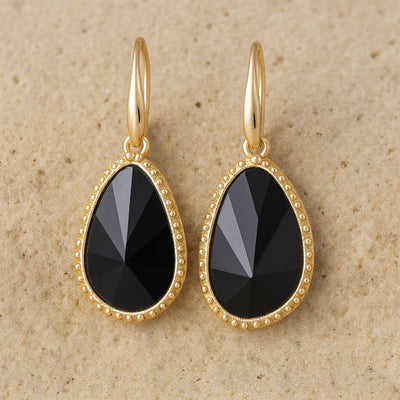 Boucles d'oreilles "Protection Intérieure" en Onyx noire - - L'Arbre des Chakras