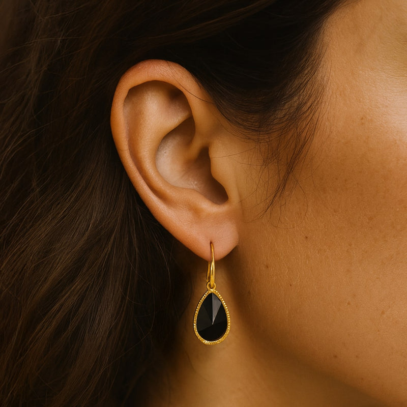 Boucles d'Oreilles "Protection Intérieure" en Onyx