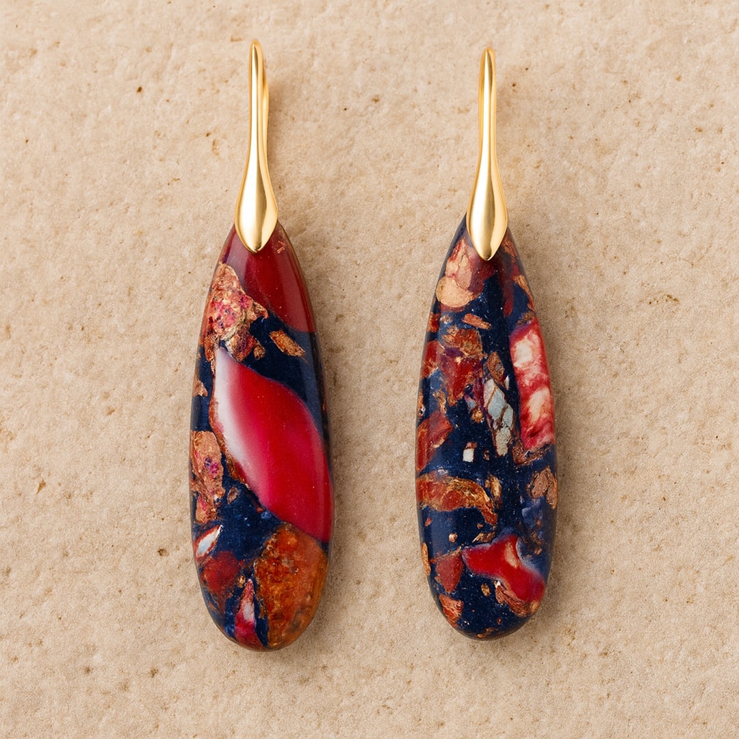 Boucles d'oreilles Larme Etnique en Jaspe