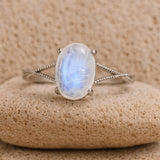 Bague Ajustable "Clarté de l’Âme" en Pierre de Lune - - L'Arbre des Chakras