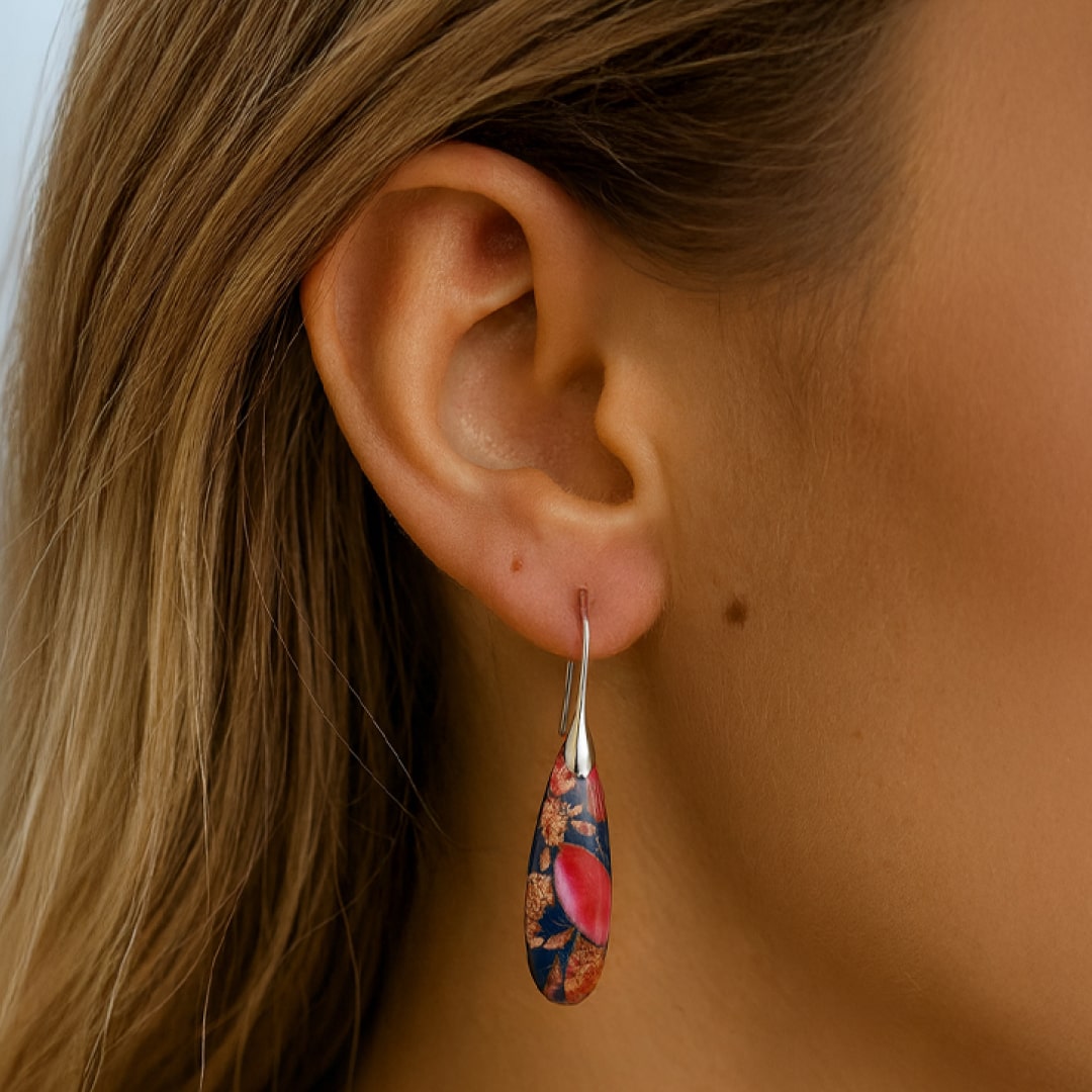 Boucles d'oreilles Larme Etnique en Jaspe