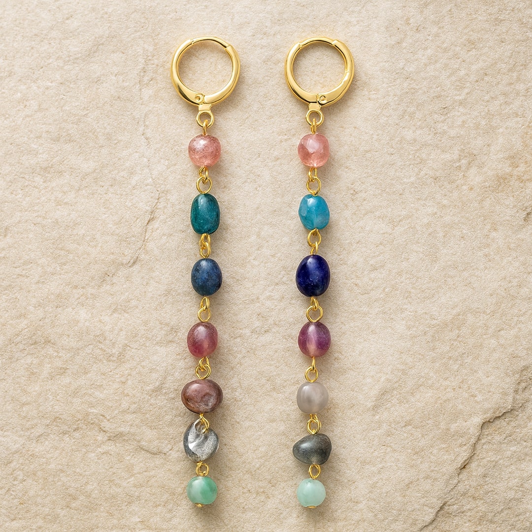 Boucles d'Oreilles "Cascade Bien-être " des 7 Chakras