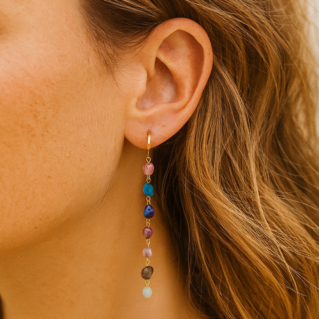 Boucles d'Oreilles "Cascade Bien-être " des 7 Chakras