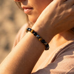 Bracelet "3 Protections" en Oeil de Tigre, Hématite & Obsidienne Noire - - L'Arbre des Chakras