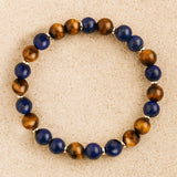 Bracelet "Lâcher-Prise" en Oeil de Tigre & Lapis Lazuli - - L'Arbre des Chakras