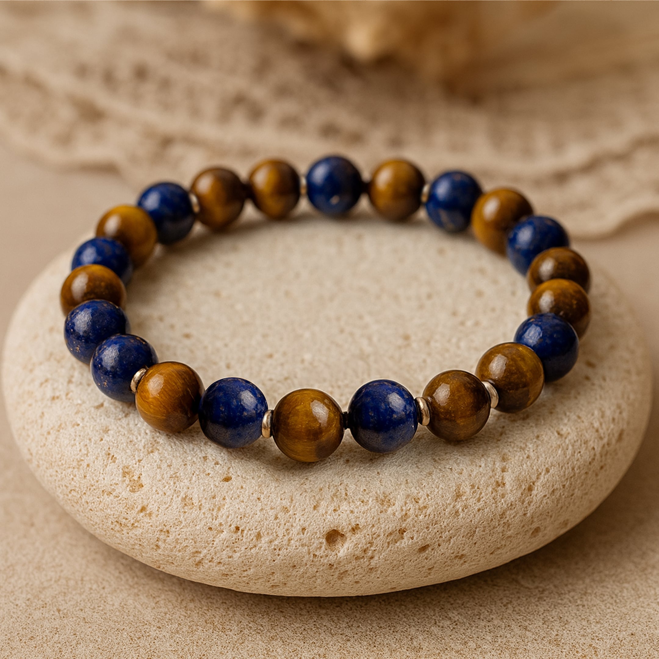 Bracelet "Lâcher-Prise" en Oeil de Tigre & Lapis Lazuli - - L'Arbre des Chakras