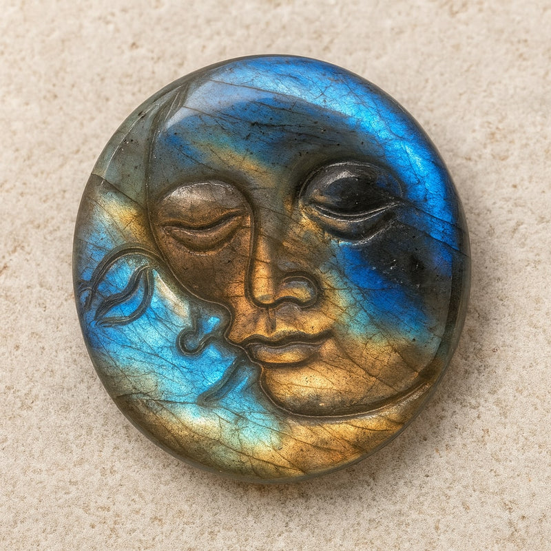Amulette "Soleil & Lune Unifiés" en Labradorite - - L'Arbre des Chakras