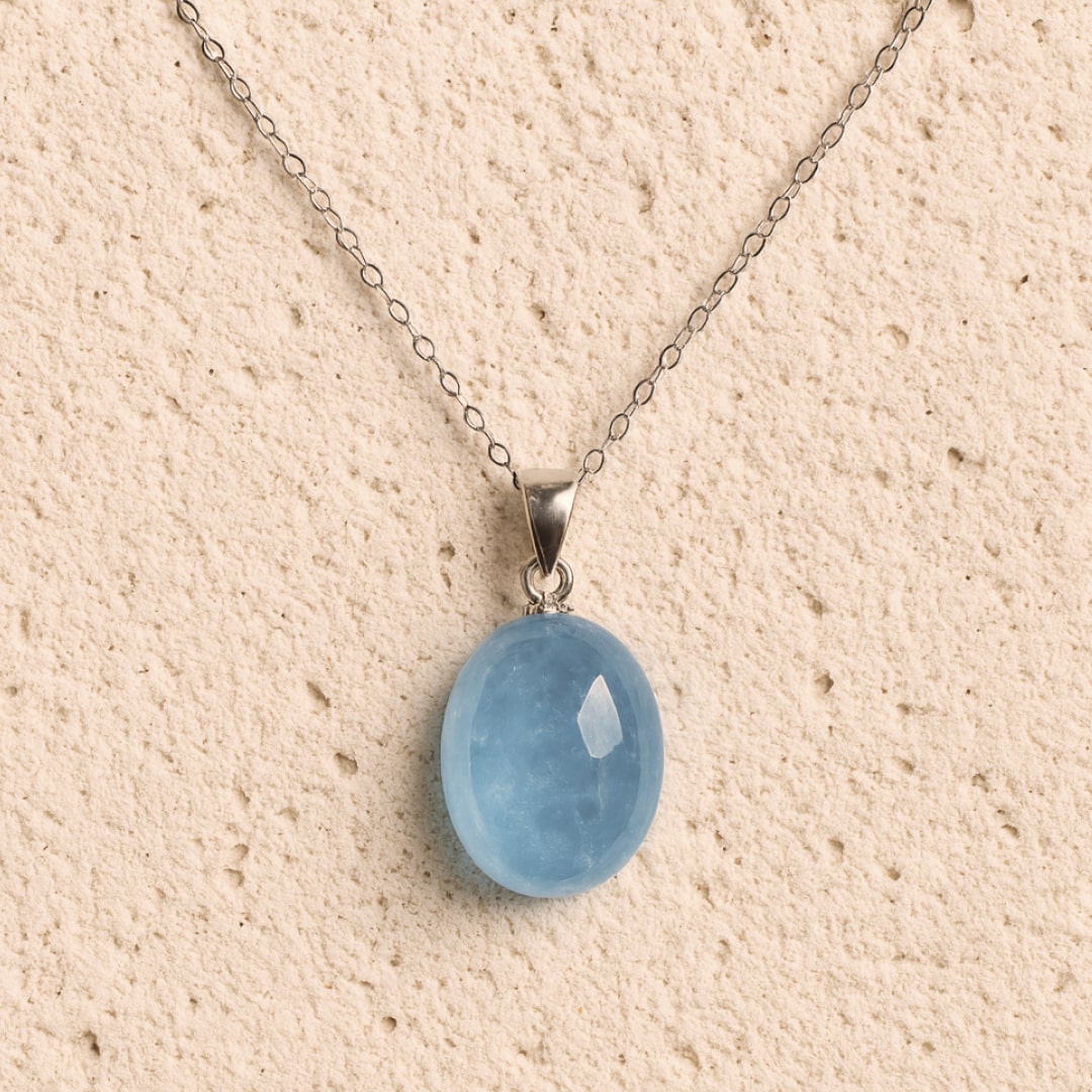 Pendentif "Calme Profond" en Aigue-Marine - - L'Arbre des Chakras