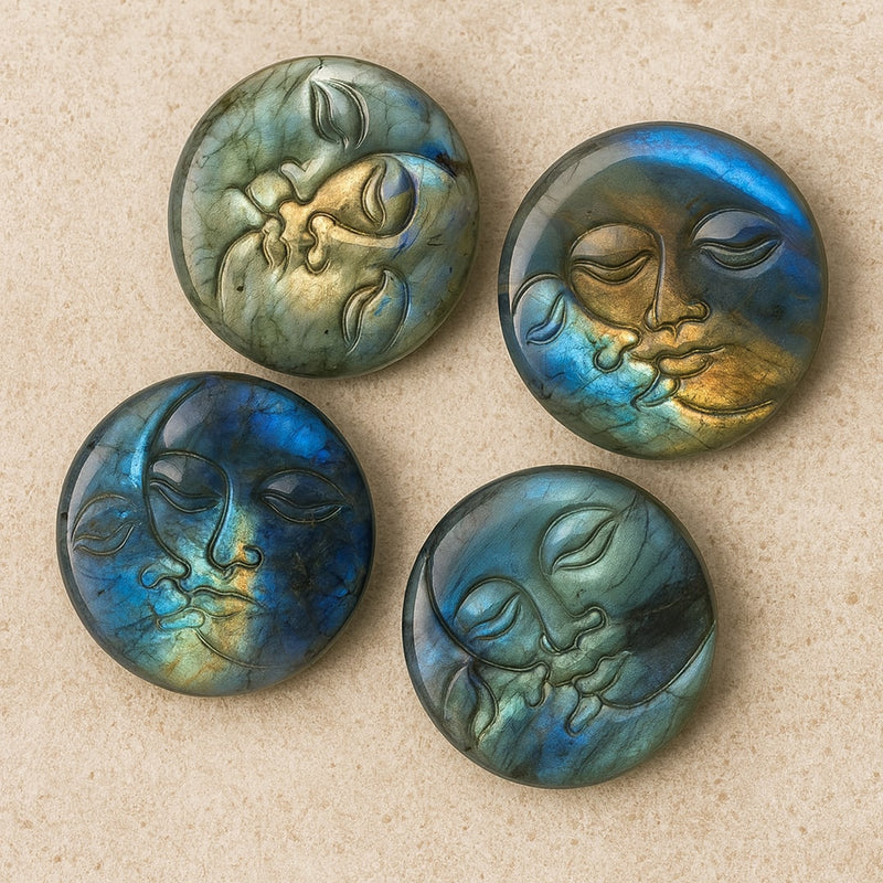 Amulette "Soleil & Lune Unifiés" en Labradorite - - L'Arbre des Chakras