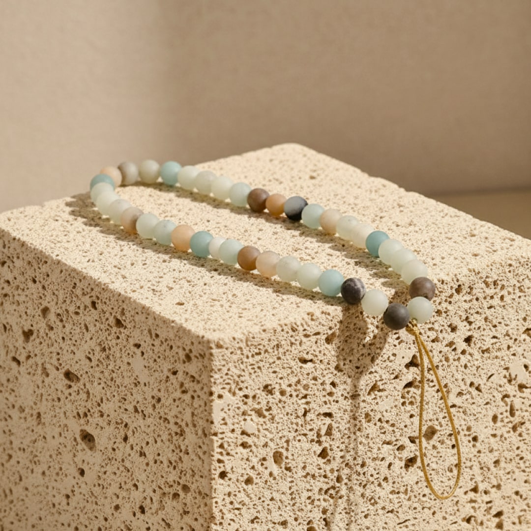 Chaîne de Téléphone en Pierres Naturelles - Amazonite Mat - L'Arbre des Chakras