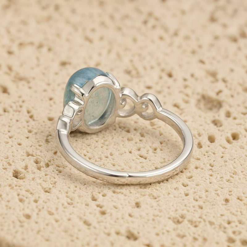 Bague Ajustable "Cristal de Mer" en Aigue-Marine - - L'Arbre des Chakras