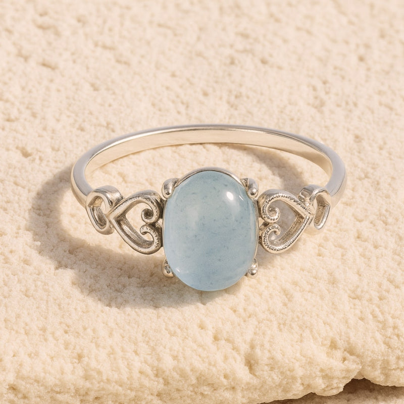 Bague Ajustable "Cristal de Mer" en Aigue-Marine - - L'Arbre des Chakras