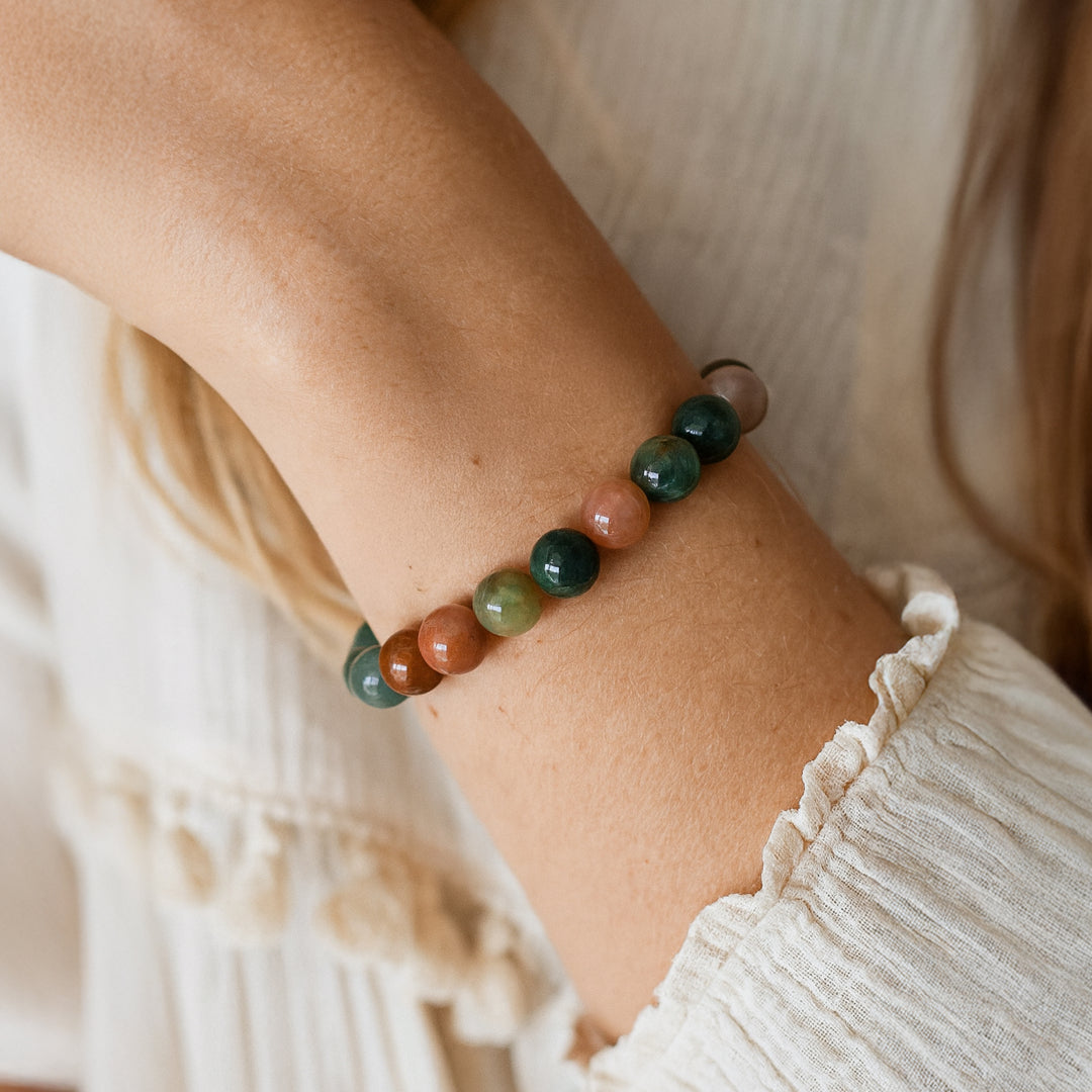 Bracelet "Paix Intérieure" en Agate Indienne - - L'Arbre des Chakras