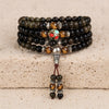 Bracelet Mala "Bouddhiste" en Obsidienne Noire & Dorée -  - L'Arbre des Chakras
