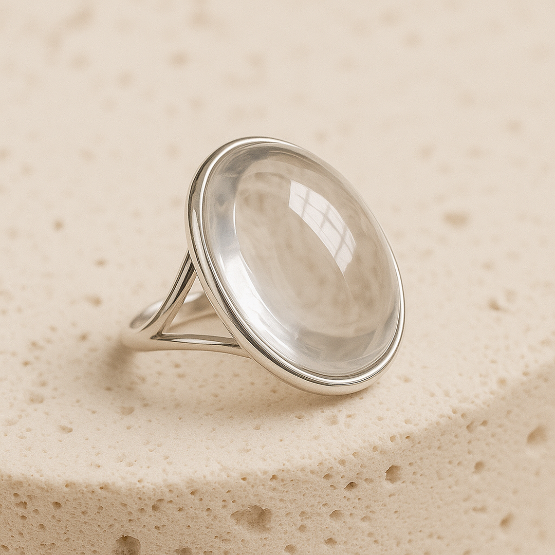 Bague "Lumière Pure" en Cristal de Roche - - L'Arbre des Chakras