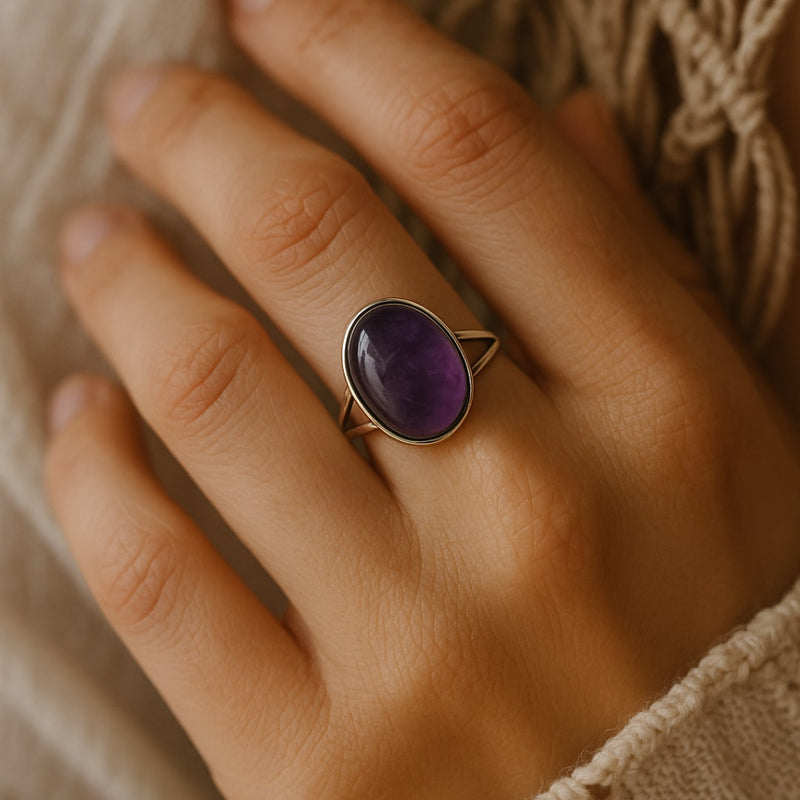 Bague "Shanti" en Améthyste & Argent