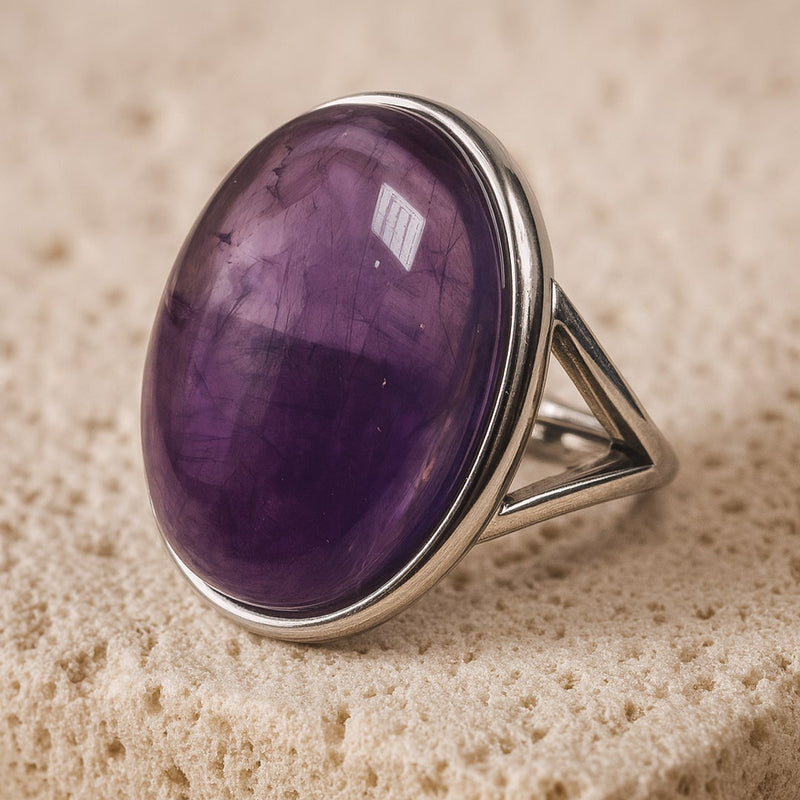 Bague "Shanti" en Améthyste & Argent - - L'Arbre des Chakras