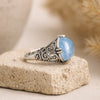 Bague Ajustable "Voix de l’Âme" en Aigue-Marine - - L'Arbre des Chakras