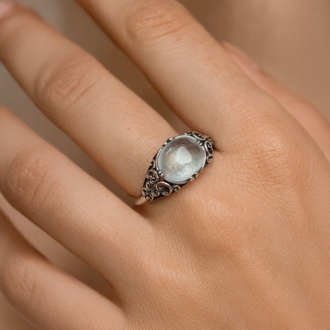 Bague Ajustable "Voix de l’Âme" en Aigue-Marine
