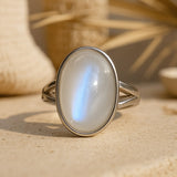 Bague Ajustable "Douceur Astrale" en Pierre de Lune - - L'Arbre des Chakras