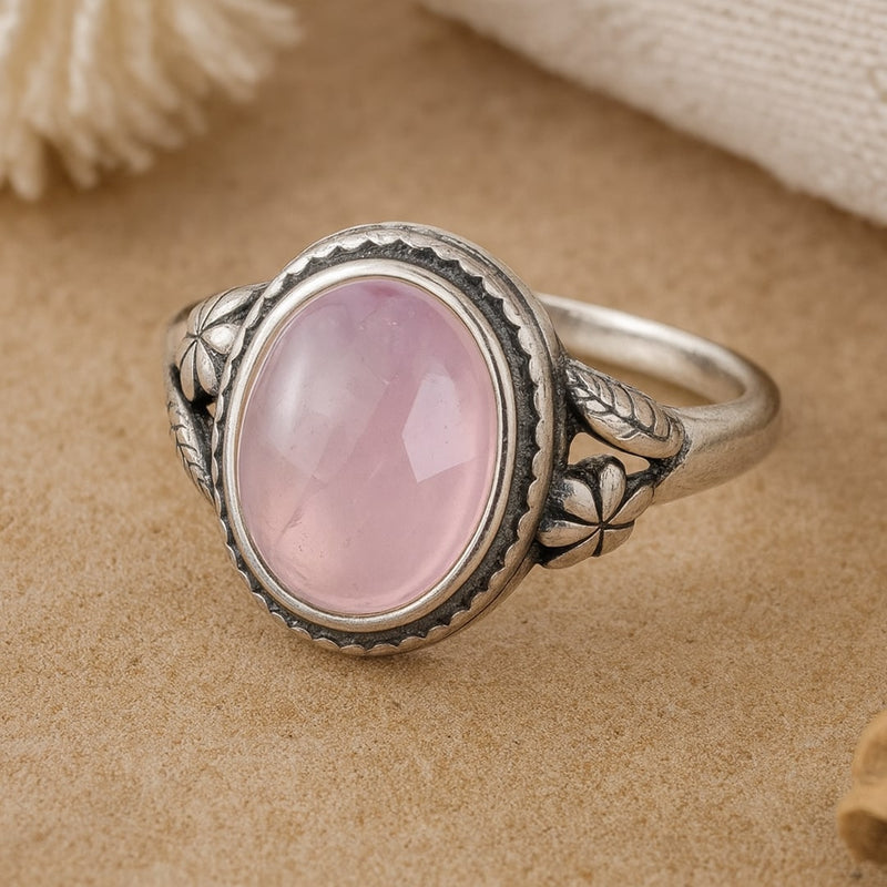 Bague "Douceur d'Amour" en Quartz Rose - - L'Arbre des Chakras