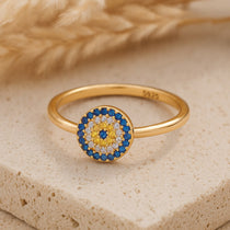 Bague Motif Œil Bleu – Symbole Traditionnel de Protection - Or / 6 - L'Arbre des Chakras