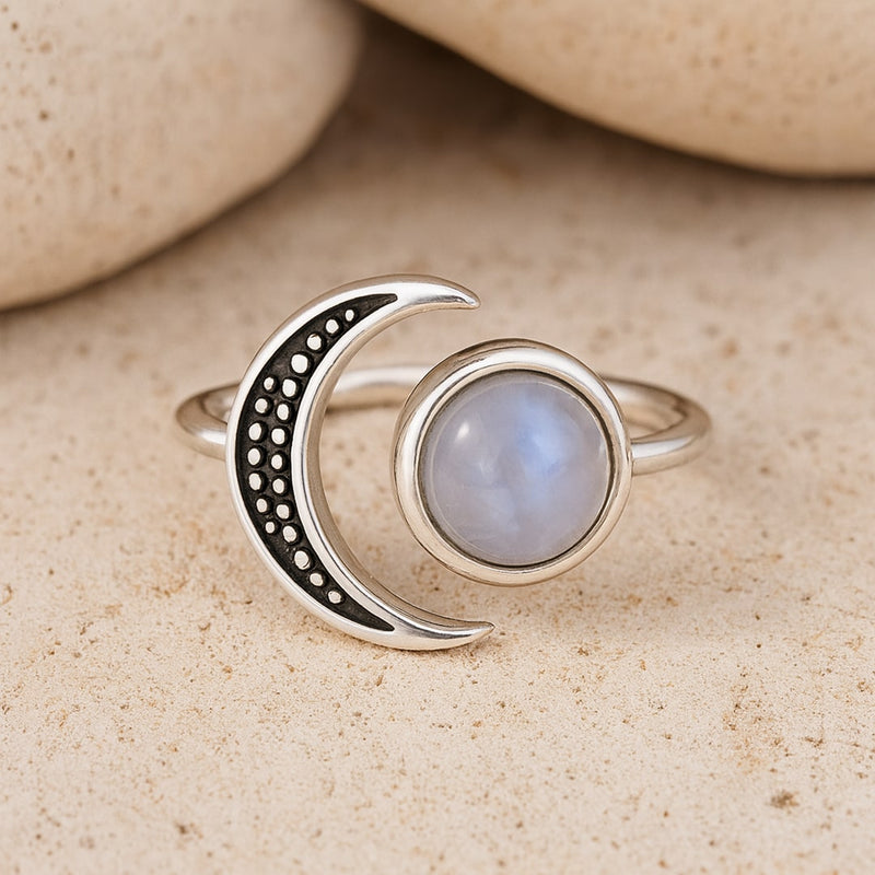 Bague Ajustable "Séléné" en Pierre de Lune