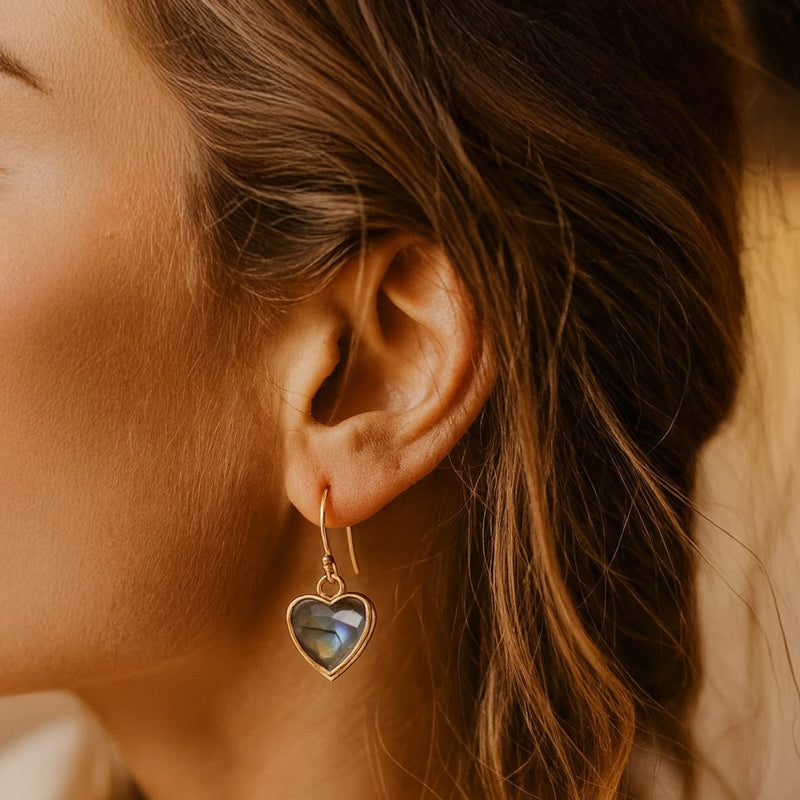 Boucles d’Oreilles "Mon Cœur en Lumière" en Pierres Naturelles - - L'Arbre des Chakras