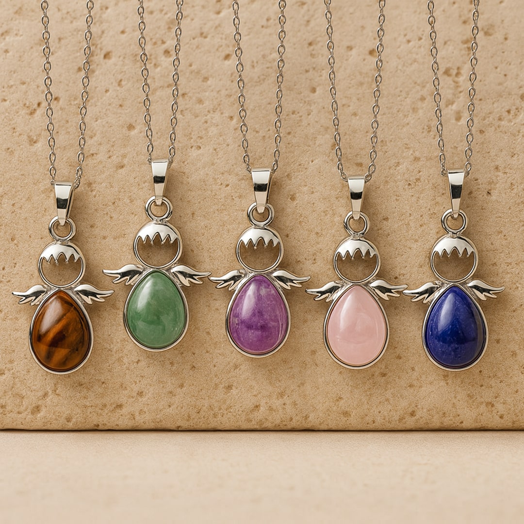 Pendentif Petit Ange et sa Pierre Naturelle