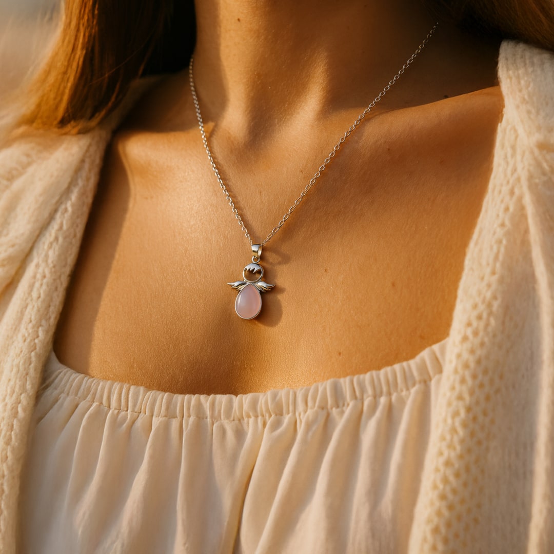 Pendentif Petit Ange et sa Pierre Naturelle - - L'Arbre des Chakras