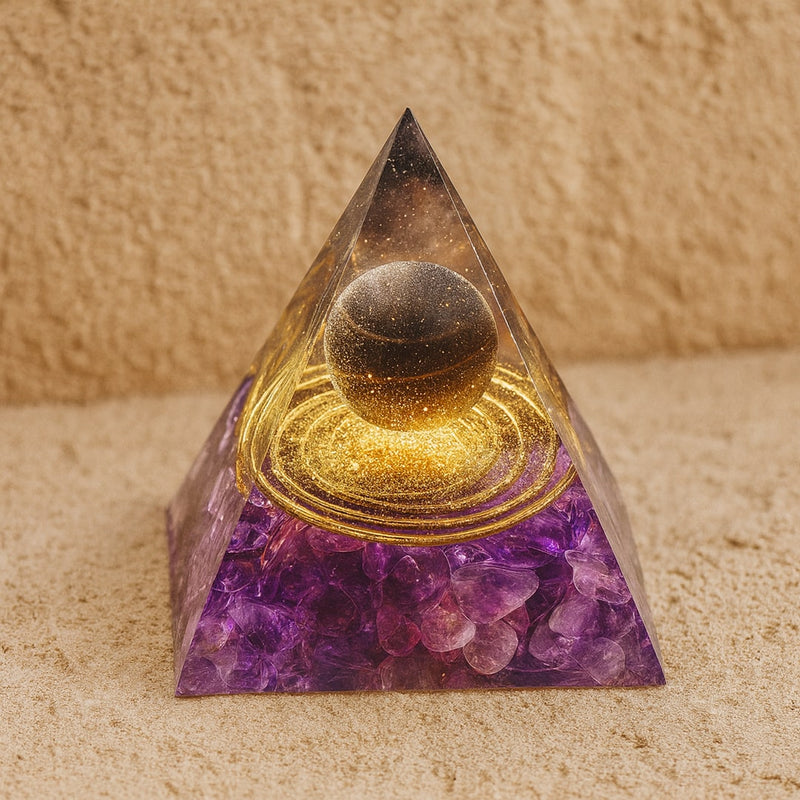 Orgonite "Lâcher-Prise" en Améthyste & Quartz Fumé
