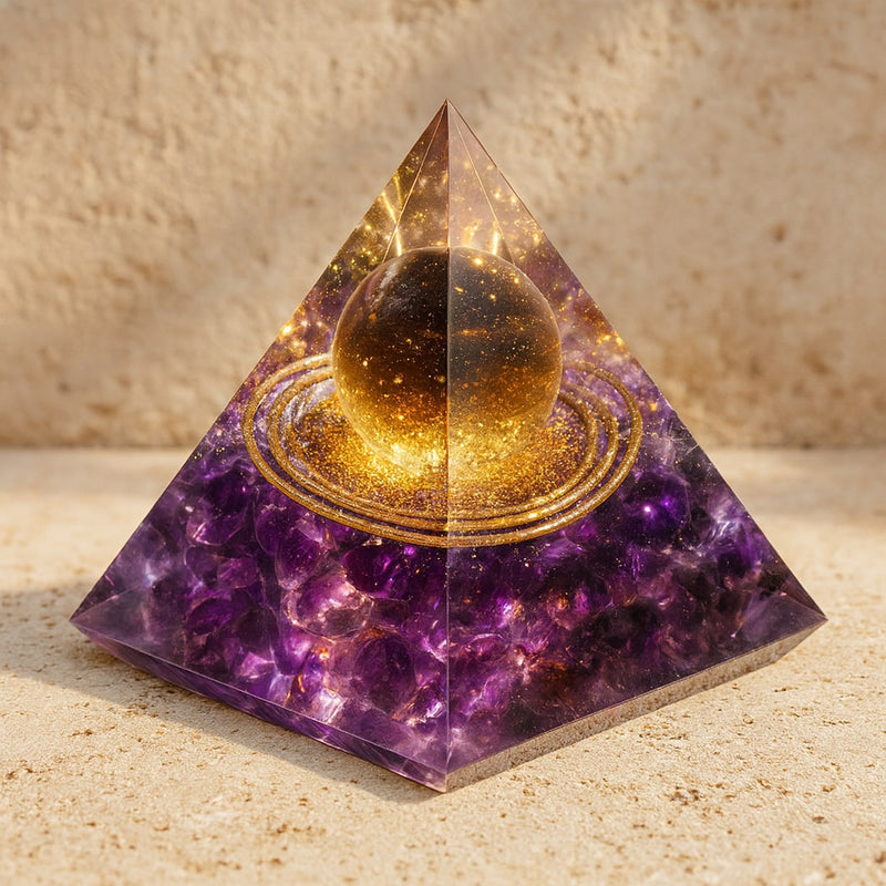 Orgonite "Lâcher-Prise" en Améthyste & Quartz Fumé