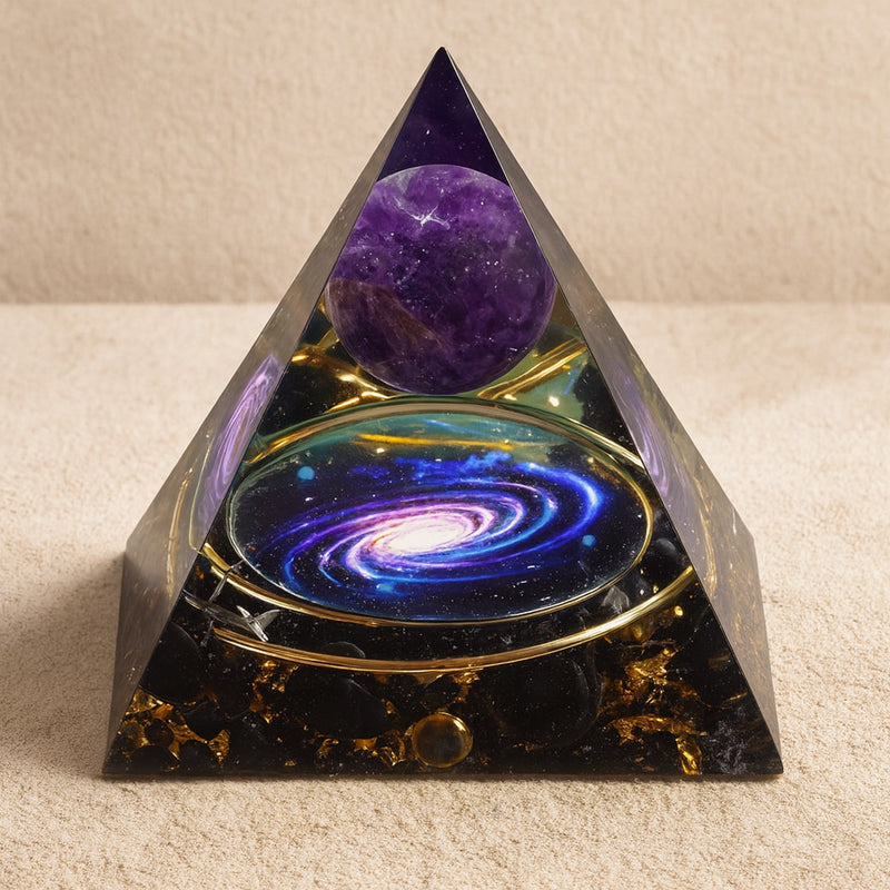 Orgonite "Galaxie" en Améthyste & Obsidienne Noire