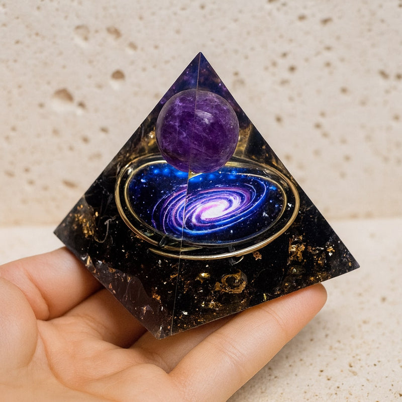 Orgonite "Galaxie" en Améthyste & Obsidienne Noire