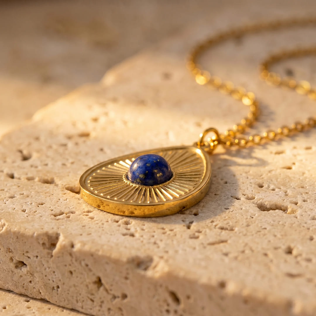 Pendentif Goutte “Œil de Sérénité” en Lapis Lazuli - - L'Arbre des Chakras