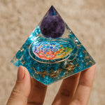 Orgonite "Abondance & Protection" en Améthyste & Quartz Bleu - - L'Arbre des Chakras