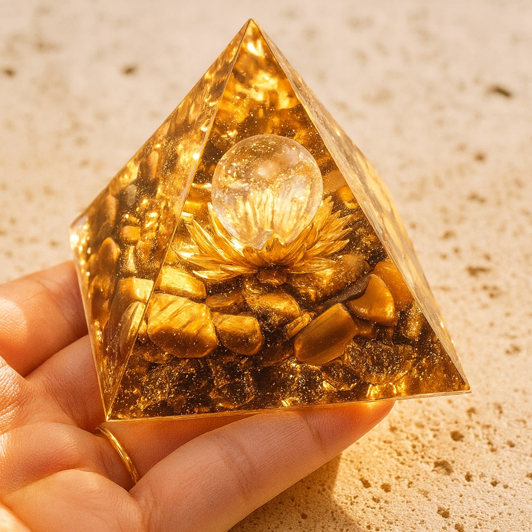 Orgonite "Lotus Divin" en Oeil de Tigre