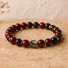 Bracelet Premium "Flamme Ardente" en Grenat, Œil de Taureau & Onyx noir