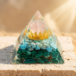 Orgonite "Lotus d’Harmonie" en Quartz Rose, Turquoise & Malachite - - L'Arbre des Chakras