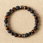 Bracelet Triple Protection en Pierre de Lave, Oeil de Tigre & Hématite - - L'Arbre des Chakras