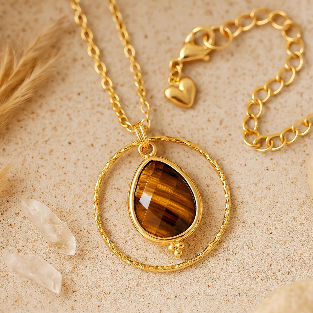 Collier "Cercle Protecteur" en Oeil de Tigre - - L'Arbre des Chakras