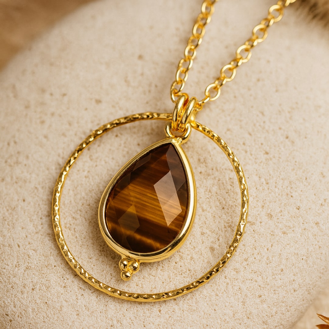 Collier "Cercle Protecteur" en Oeil de Tigre - - L'Arbre des Chakras