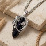 Pendentif "Dragon" en Pierre Naturelle - Onyx Noir - L'Arbre des Chakras