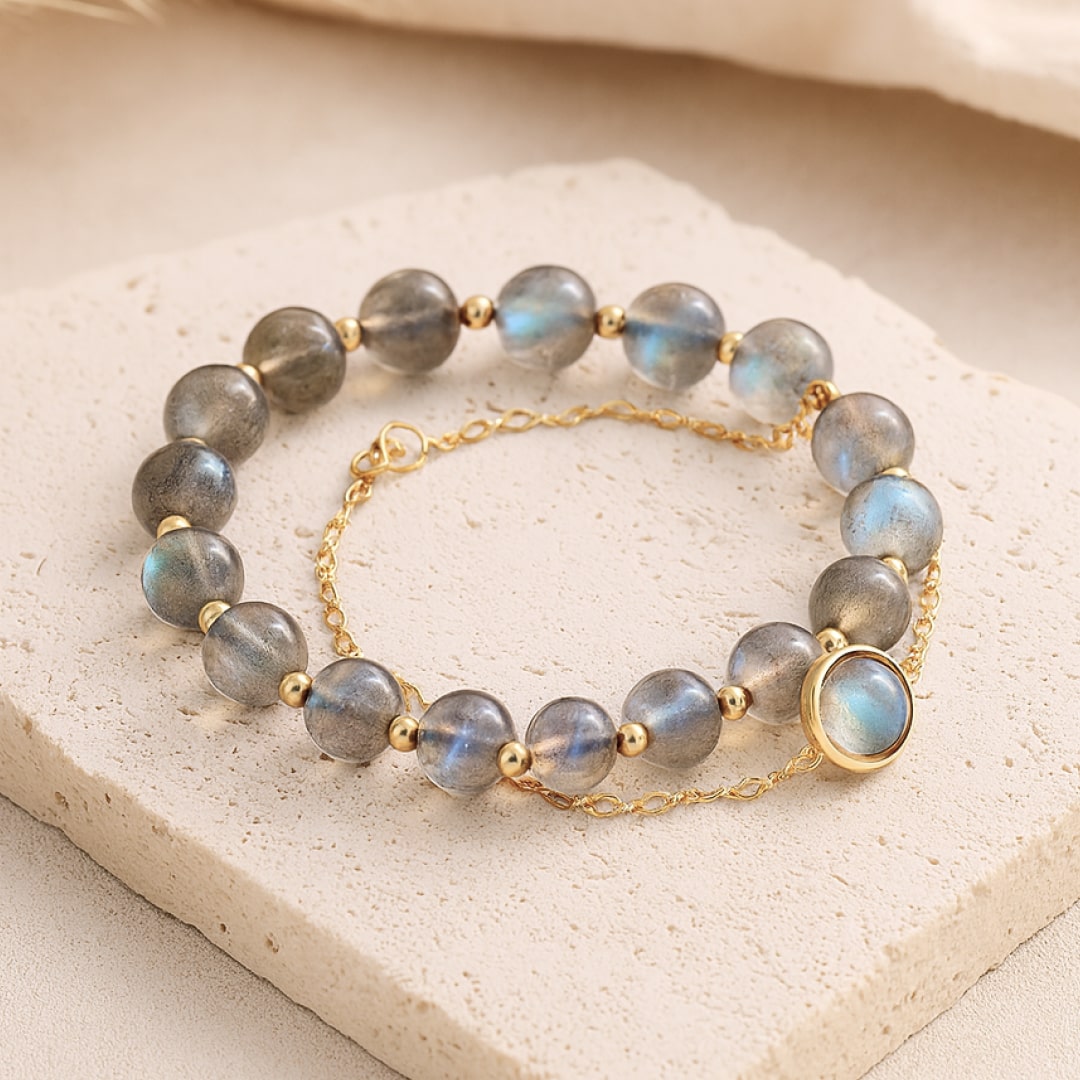 Bracelet Duo "Clarté & Protection" en Labradorite