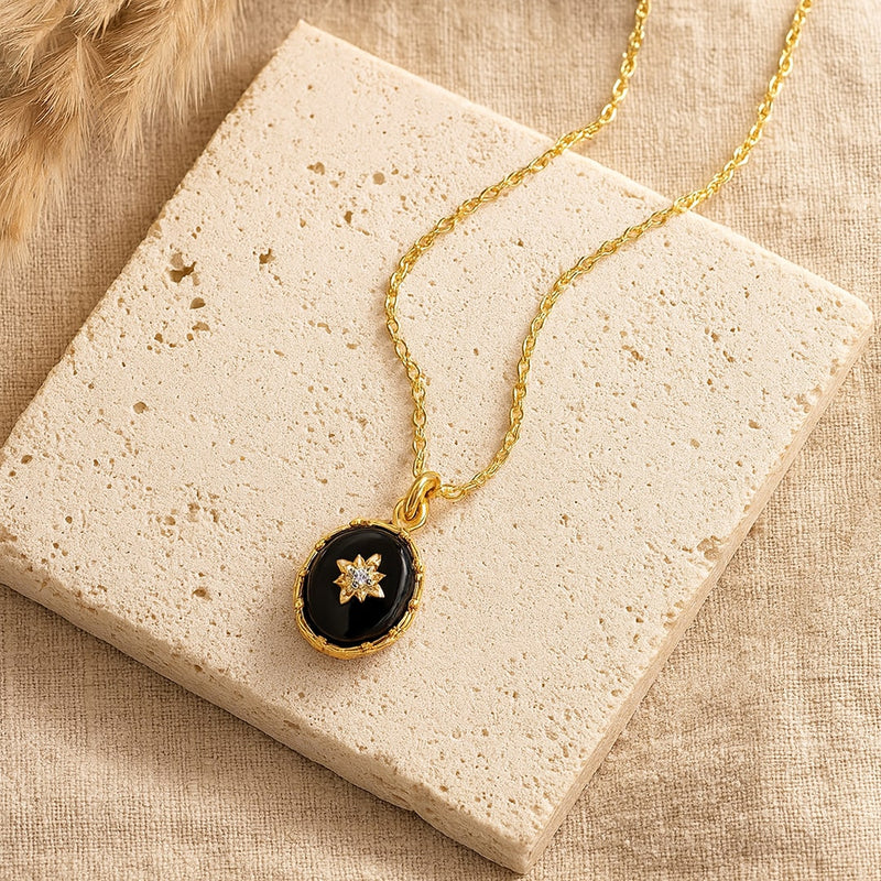 Pendentif "Mystère Nocturne" en Agate Noire - - L'Arbre des Chakras